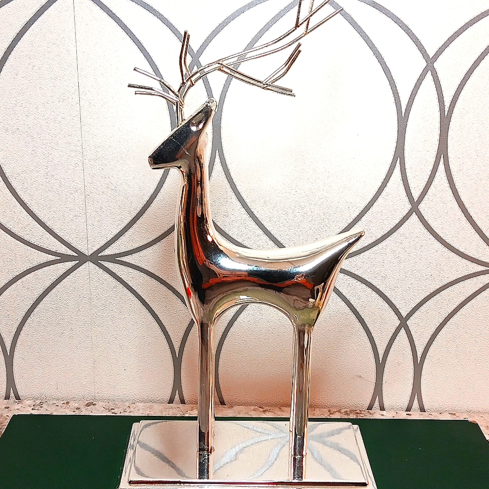 Silver  Reindeer Stocking Holder for a Mantle Northstyle Brand
